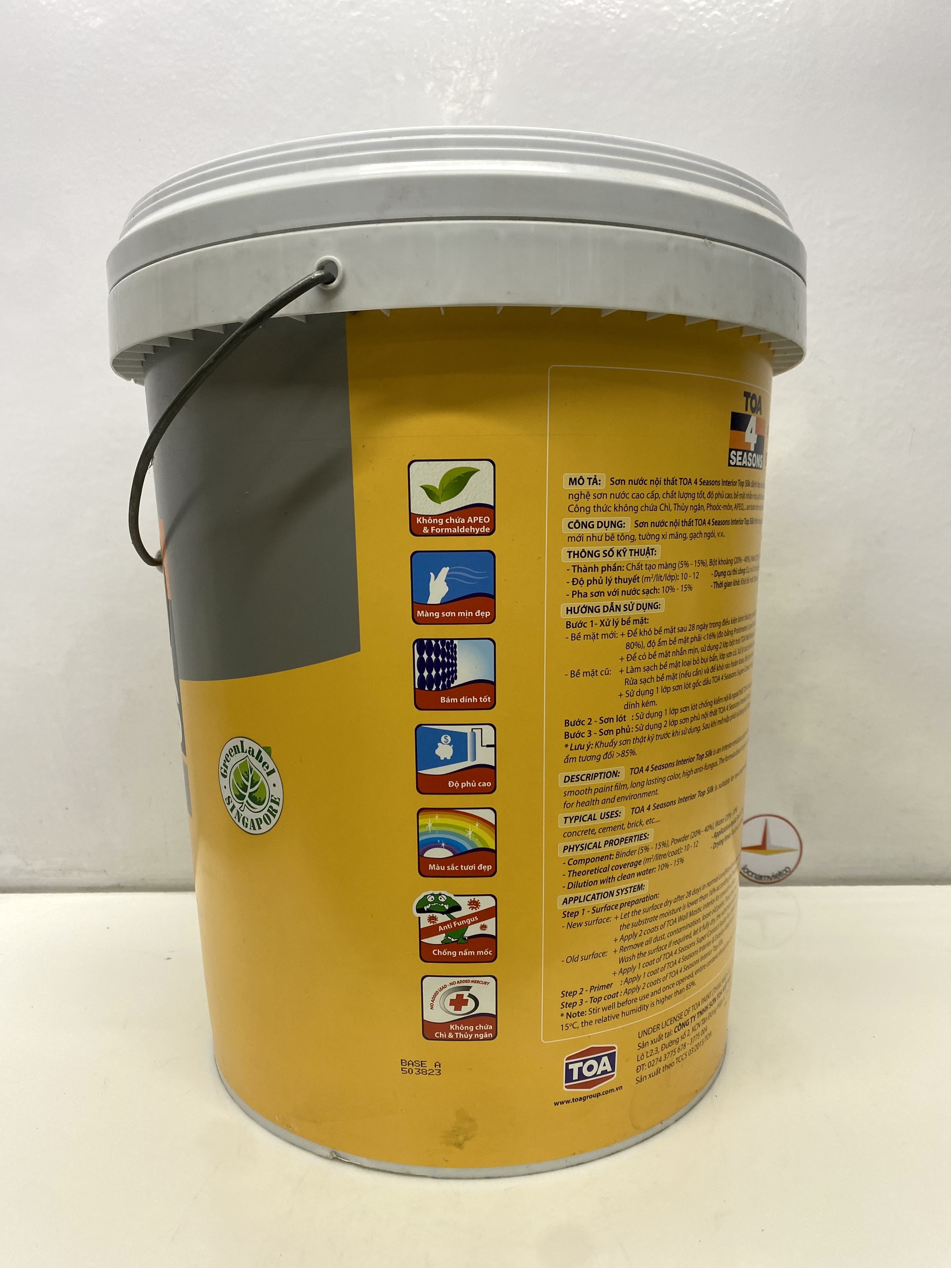 Sơn nước Toa 4 Season Top Silk dễ lau chùi nội thất màu xanh da trời 7411 _18L