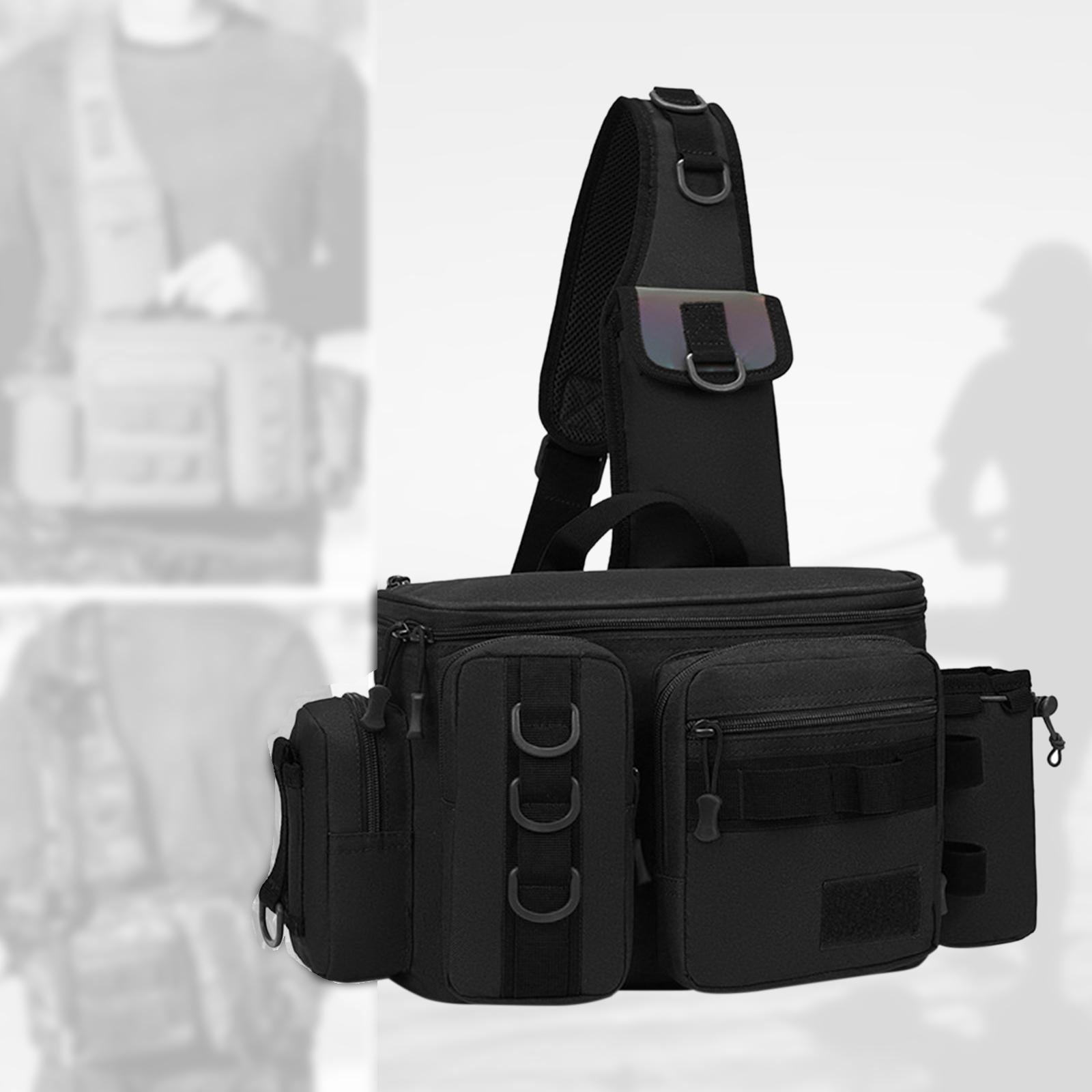 Fishing Tackle Bag Rod Holder Carry Case Bag Chest Pack for Men Women Hiking