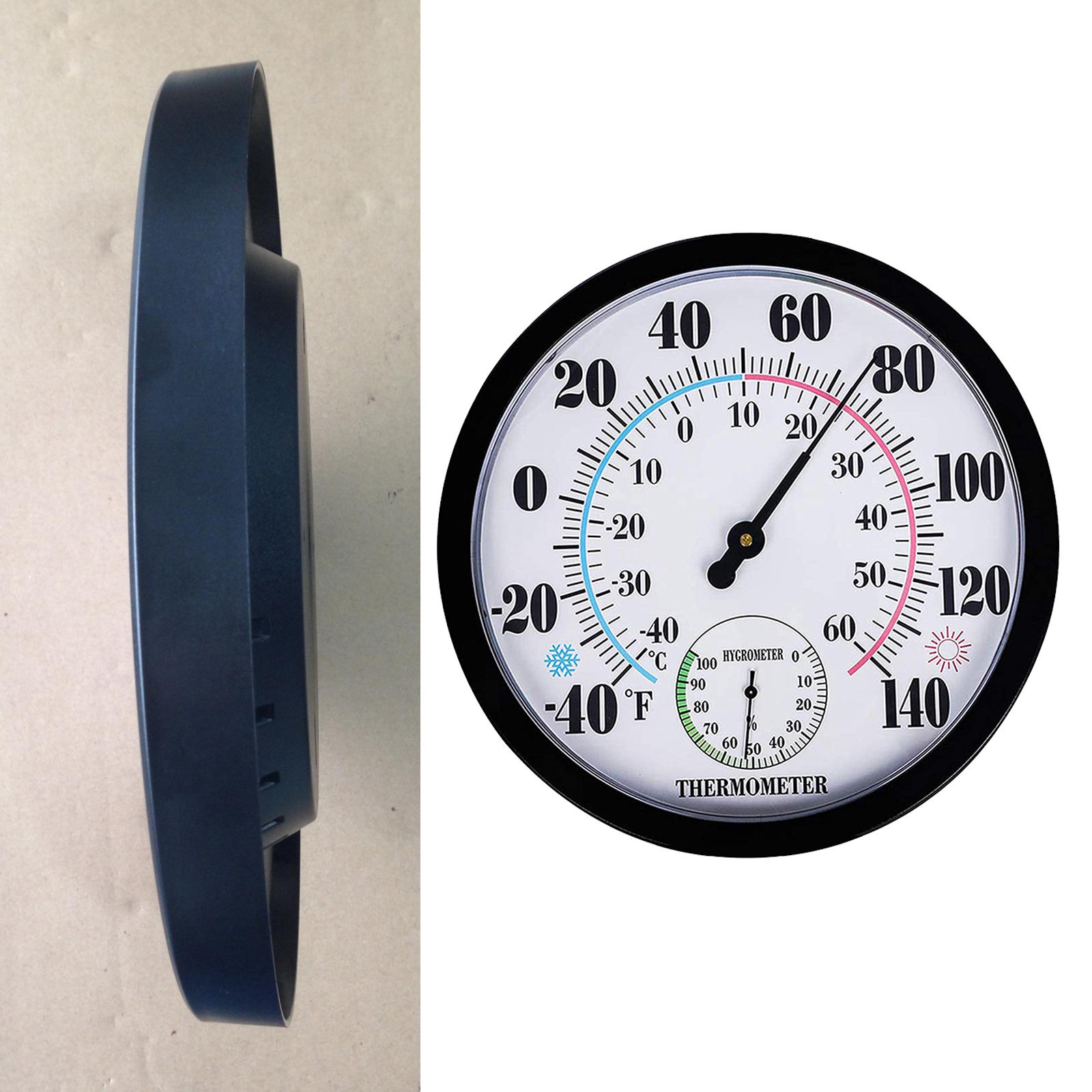 Indoor Outdoor Round Thermometer Garden Wall Thermometer Hygrometer for Patio, Large Number Thermometer No Battery Needed Hanging Hygrometer