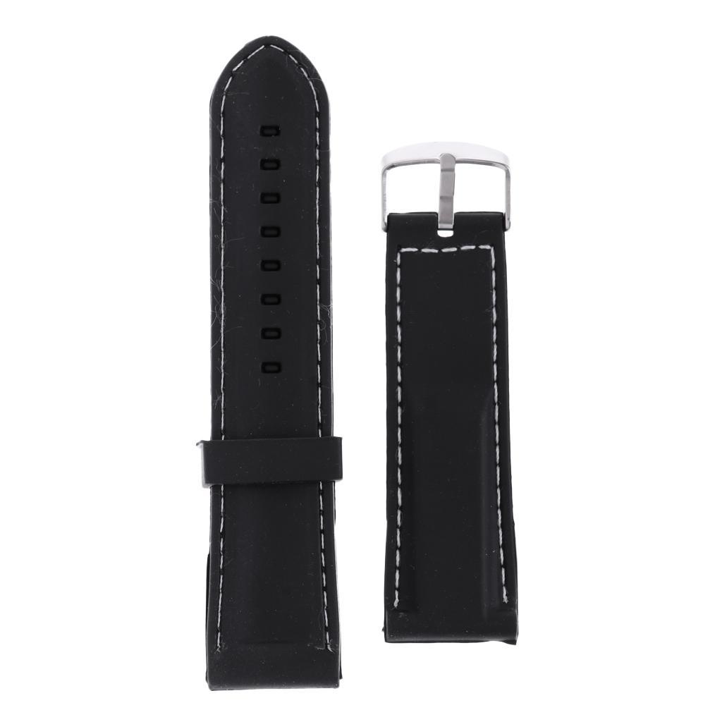 Silicone Strap Bracelet White Line Stitching 22mm