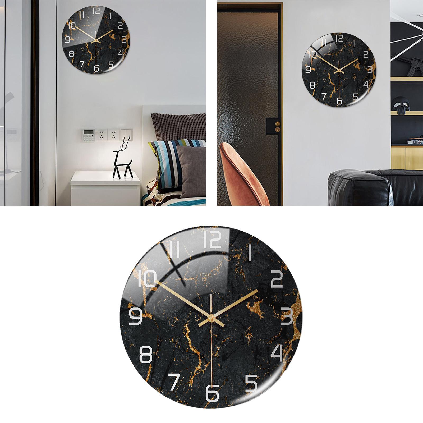 Modern Marble Texture Wall Clock Non Ticking Silent 12 Inch Art Clock for Living Room Bedroom Office School Home Decor