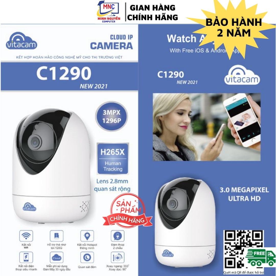 Camera Wifi Vitacam C1290-C - 3.0Mpx Full HD 1296P Chuẩn H265X - Hàng Chính Hãng