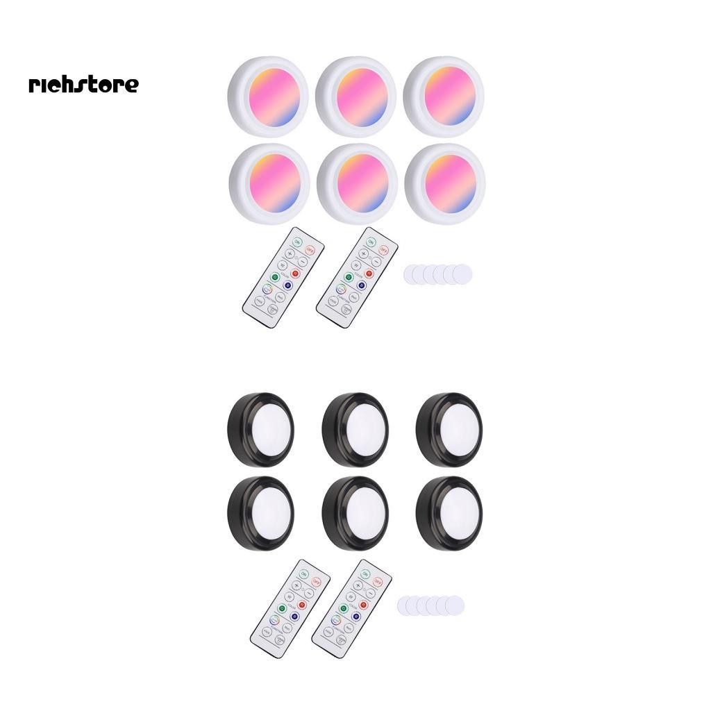 Bộ 6 Đèn Led Chạy Bằng Pin 16 Màu Có Điều Khiển Từ Xa