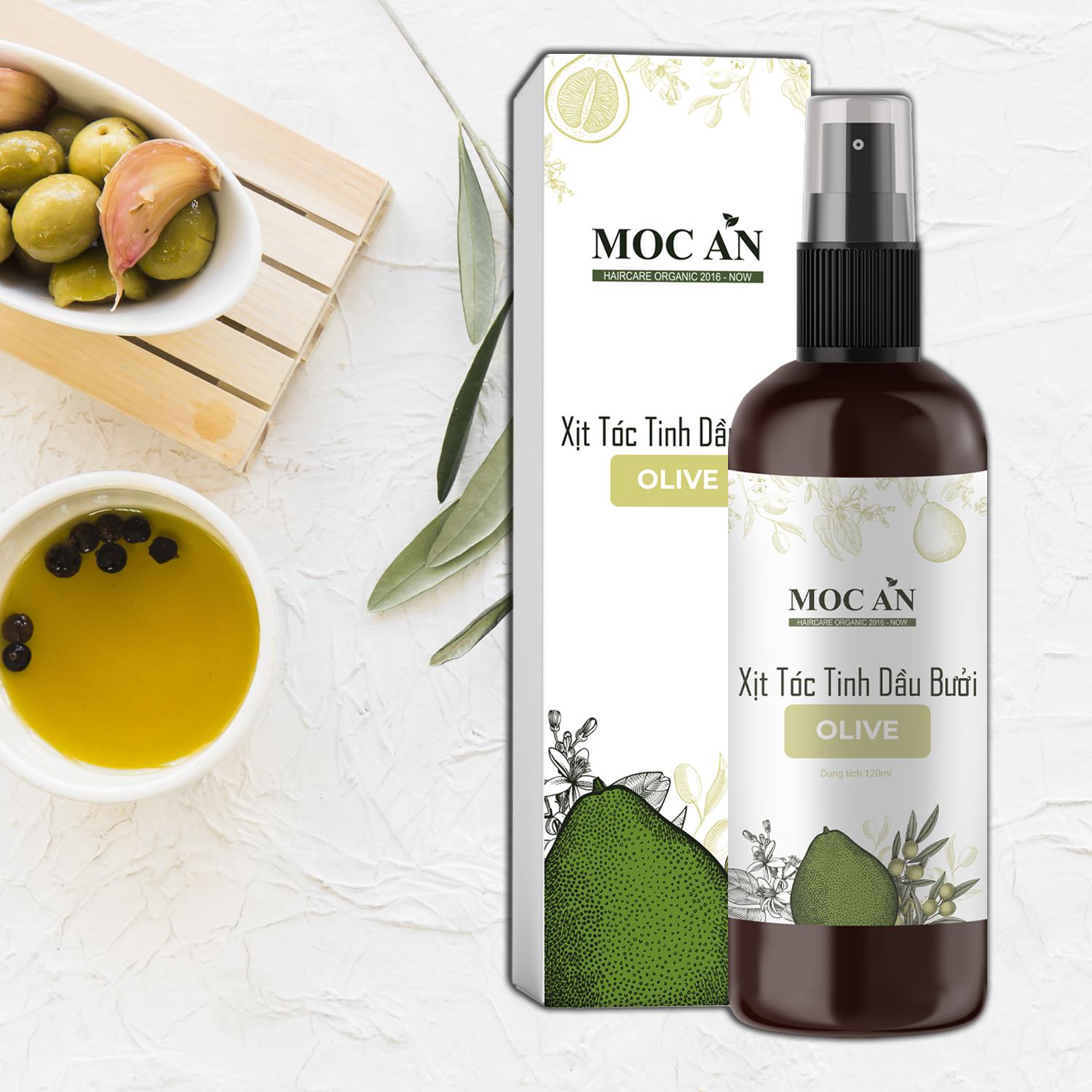 Xịt Kích Mọc Tóc Tinh Dầu Bưởi Ôliu ( Olive ) 120ml Mộc Ân Haircare hỗ trợ giảm rụng, làm dày, giúp chân tóc chắc khỏe