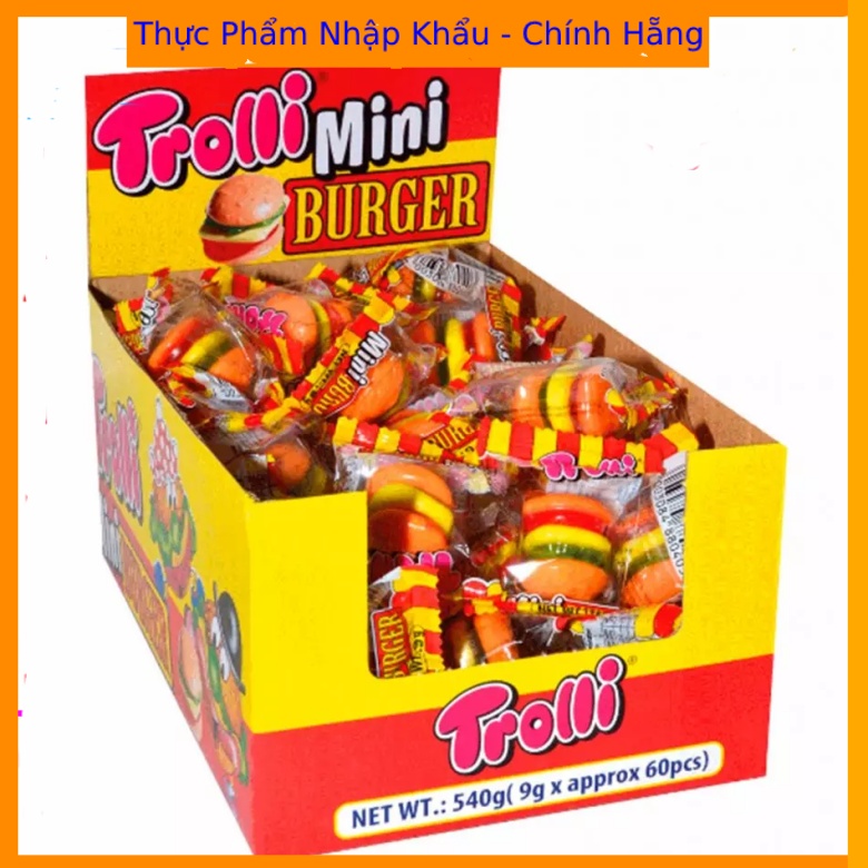 Hộp 60 cái Kẻo dẻo Trolli mini burger 9g