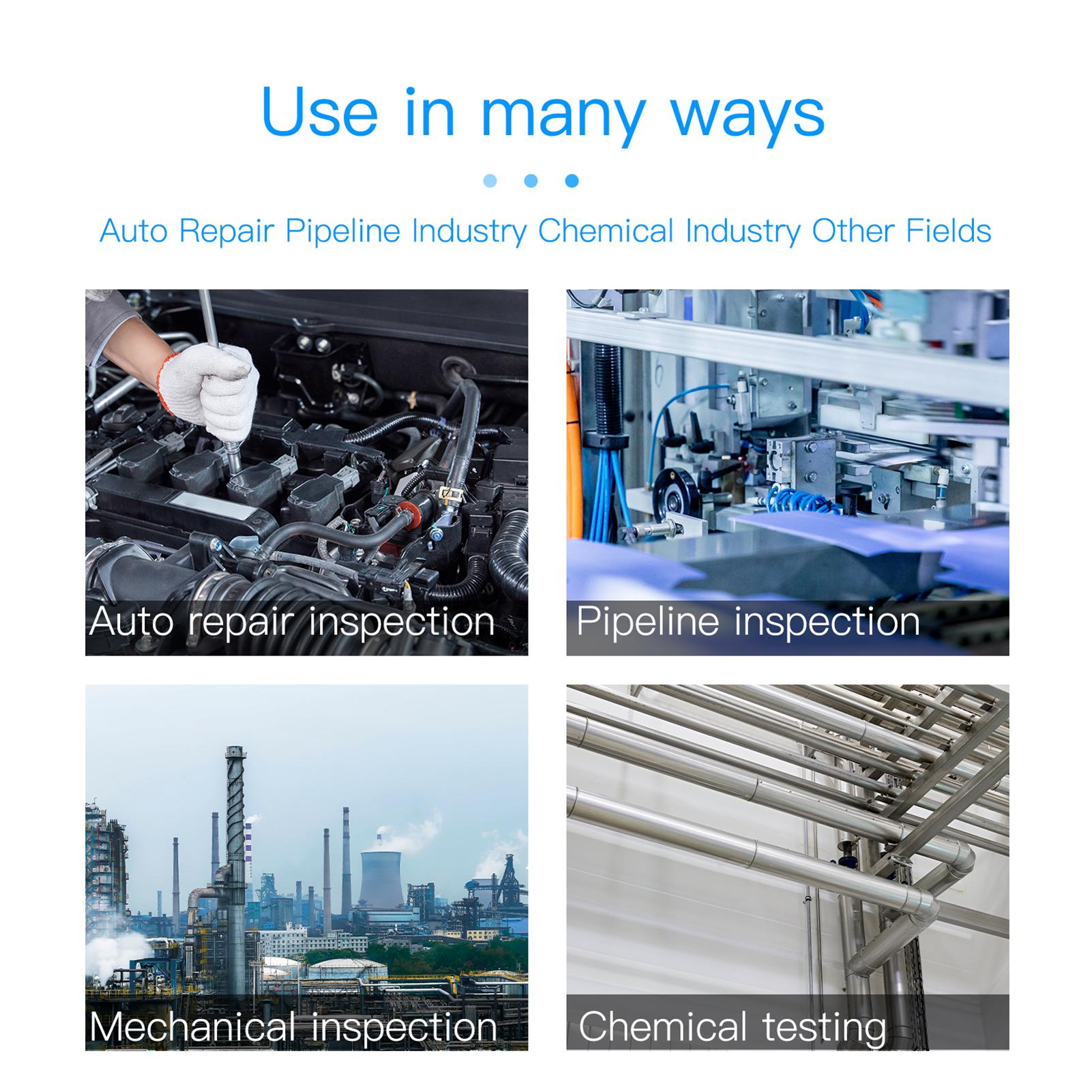 P100 Industrial Endoscope 8mm 1080P Digital Borescope IP67 Waterproof Snake Scope Camera Handheld Inspection Camera with 2.4'' IPS Screen 6 LED-Lights