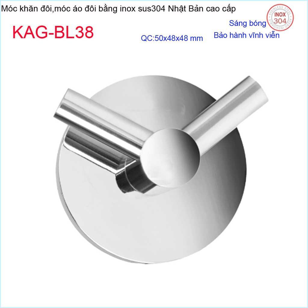 Móc khăn 2, Phụ kiện phòng tắm cao cấp Kace,móc áo đôi inox 304 Nhật Bản KAG-BL38