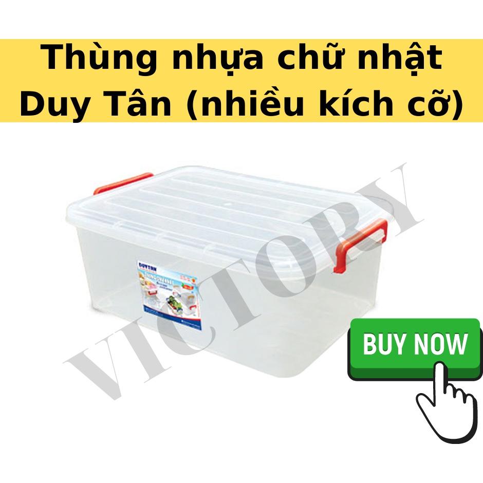 THÙNG NHỰA CHỮ NHẬT CÓ NẮP, CÓ QUAI CẦM DUY TÂN 10L, 15L, 30L, 45L, 55L