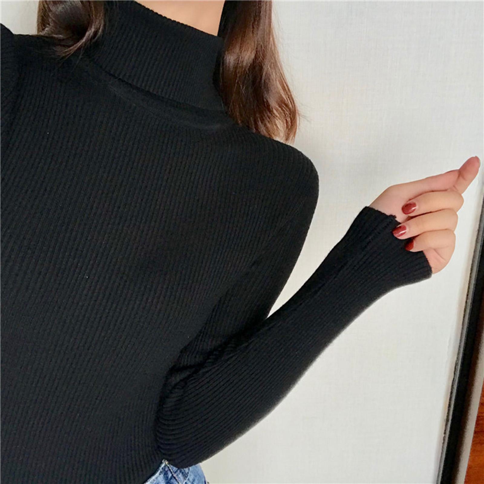 Lady Turtleneck Knit Sweater Long Sleeves  Slim Sweater for Women