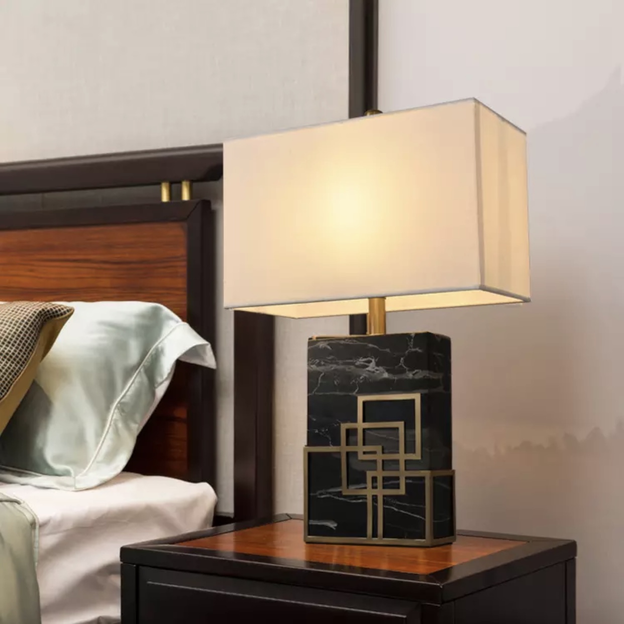 Đèn ngủ để bàn, đọc sách đế đá trang trí phòng ngủ và phòng khách DB 575-18