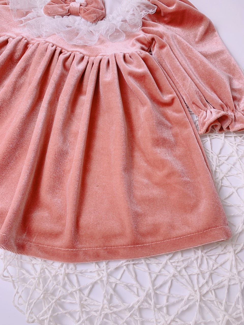 Váy thu đông bé gái Như Ý House - đầm nhung hồng xinh xắn cho bé từ 7-22 kg