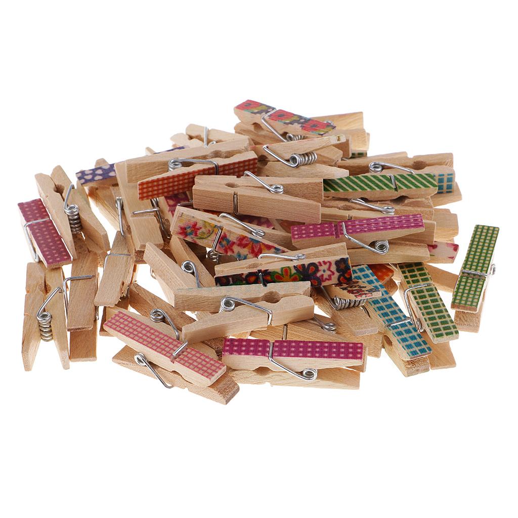 50X Nhà/Văn Phòng Màn Hình Hoa Văn Clothespins Ảnh Gỗ Giấy PEG DIY Quà Giáng Trang Trí Lễ Cưới Kẹp