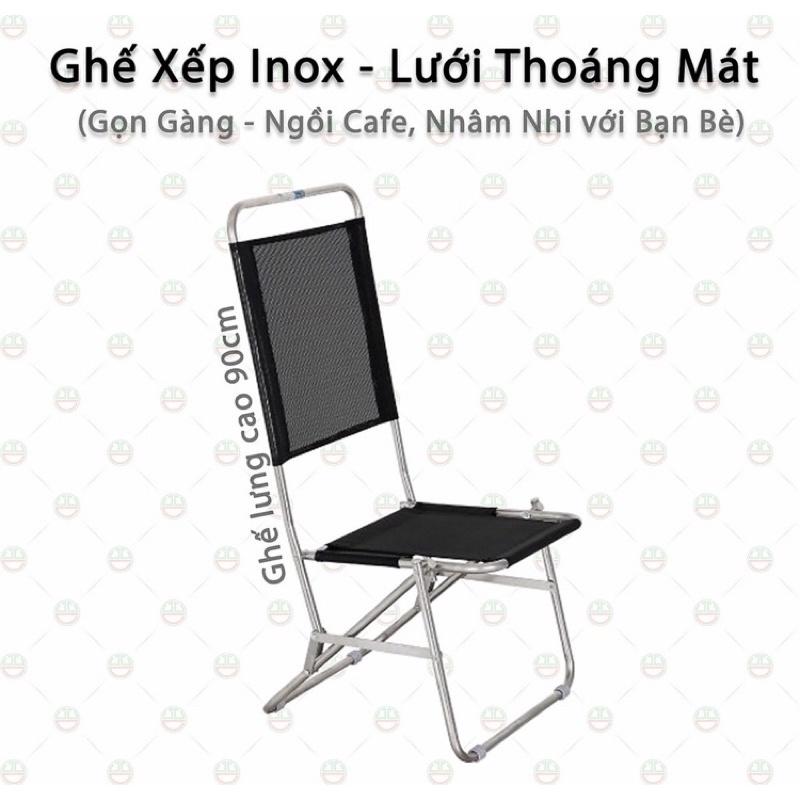 GHẾ XẾP LƯỚI INOX LƯNG CAO CAFE