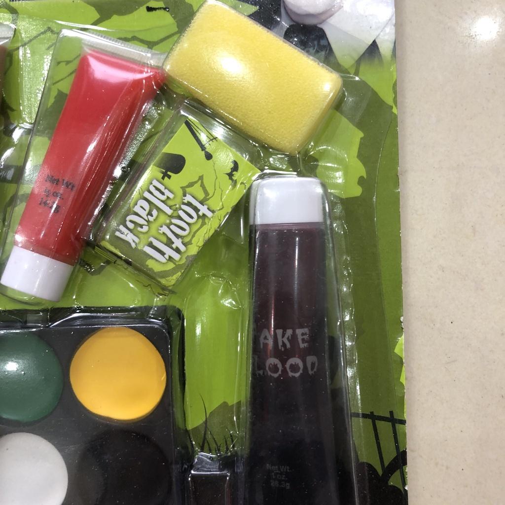 Bộ vẽ mặt hóa trang Halloween 8 màu + 3 tuýp kem nhiều phụ kiện