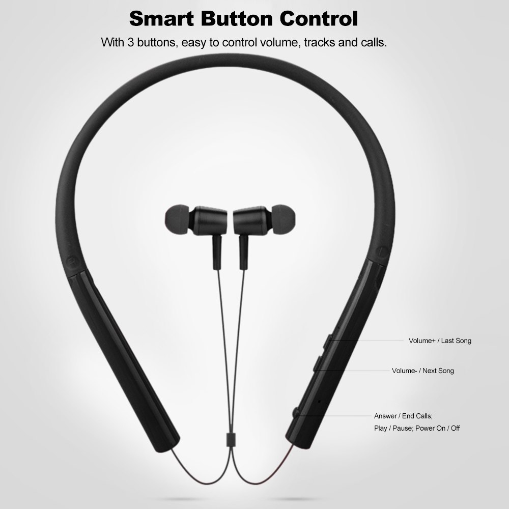 Tai nghe Bluetooth choàng cổ thể thao chống nước Waterproof headphone Black PF153
