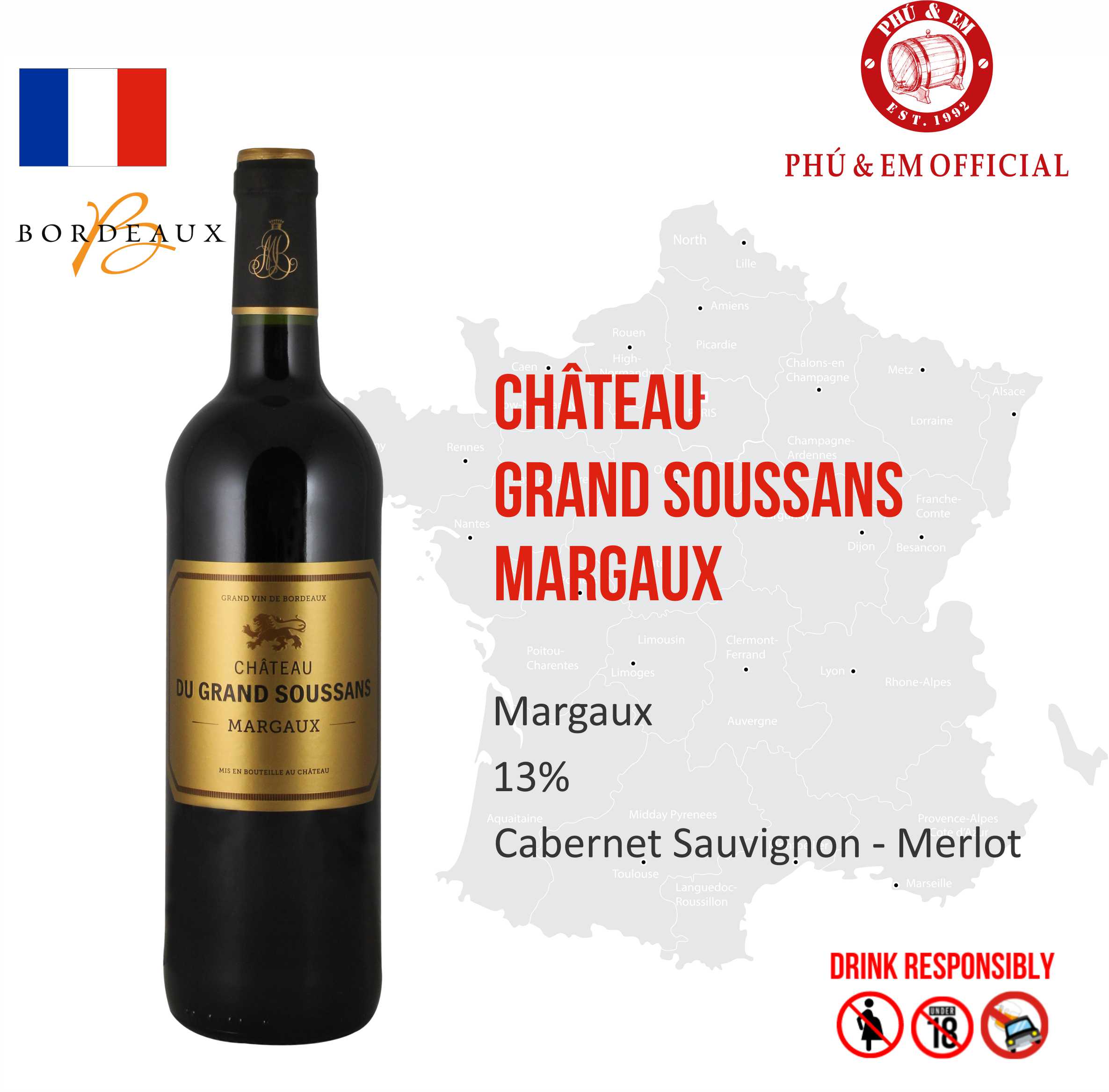 Rượu Vang Đỏ Pháp Chateau du Grand Soussans Margaux