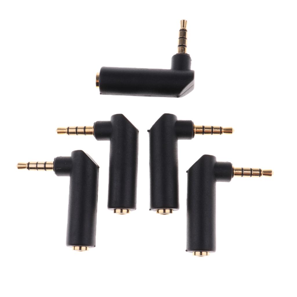 5PCS/lot L Shape 90 Right Angle 3.5mm 4Pole Male to 3Pole Female Adapter Jack