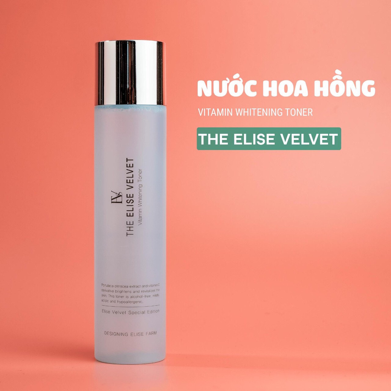 Bộ Nước tonic se khít lỗ chân lông làm trắng da - THE ELISE VELVET VITAMIN WHITENING TONER 200ml