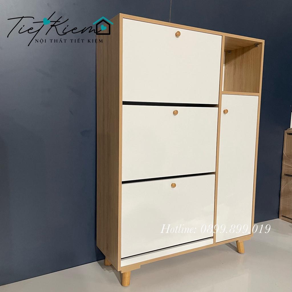 Tủ giày dép vân gỗ sồi thông minh NTTK đã lắp Hình chụp tại xưởng TG032