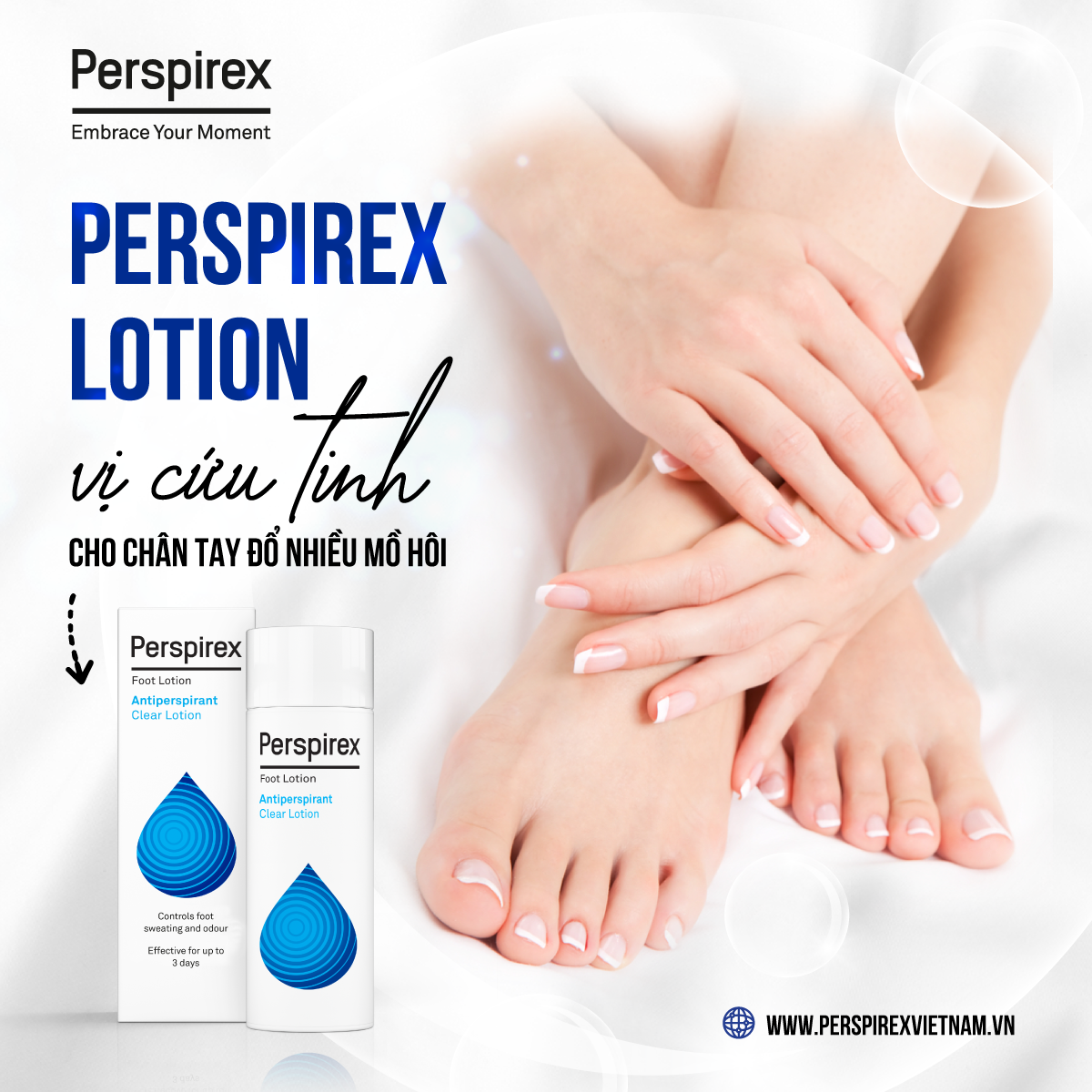 Dung dịch ngăn tiết mồ hôi và khử mùi hôi tay, chân Perspirex Hand and Foot Lotion