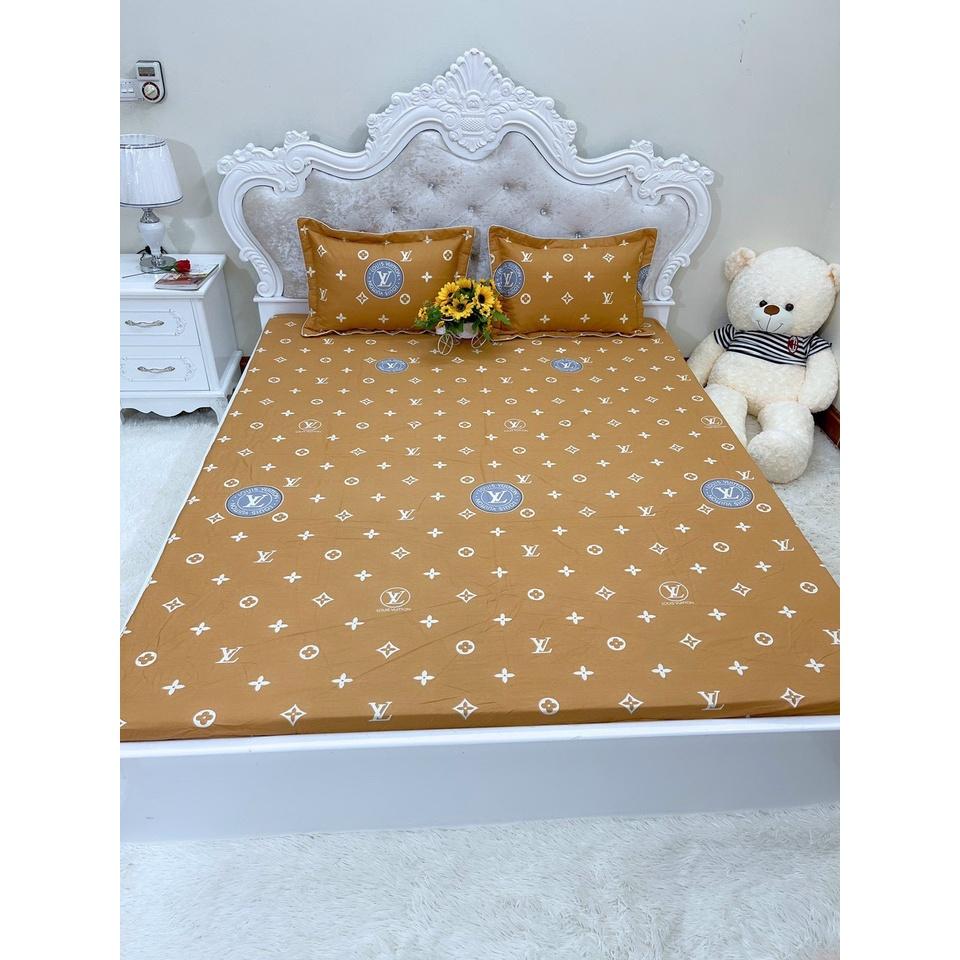 Bộ ga chun trơn và 2 vỏ gối 100% cotton hàn các kích thước
