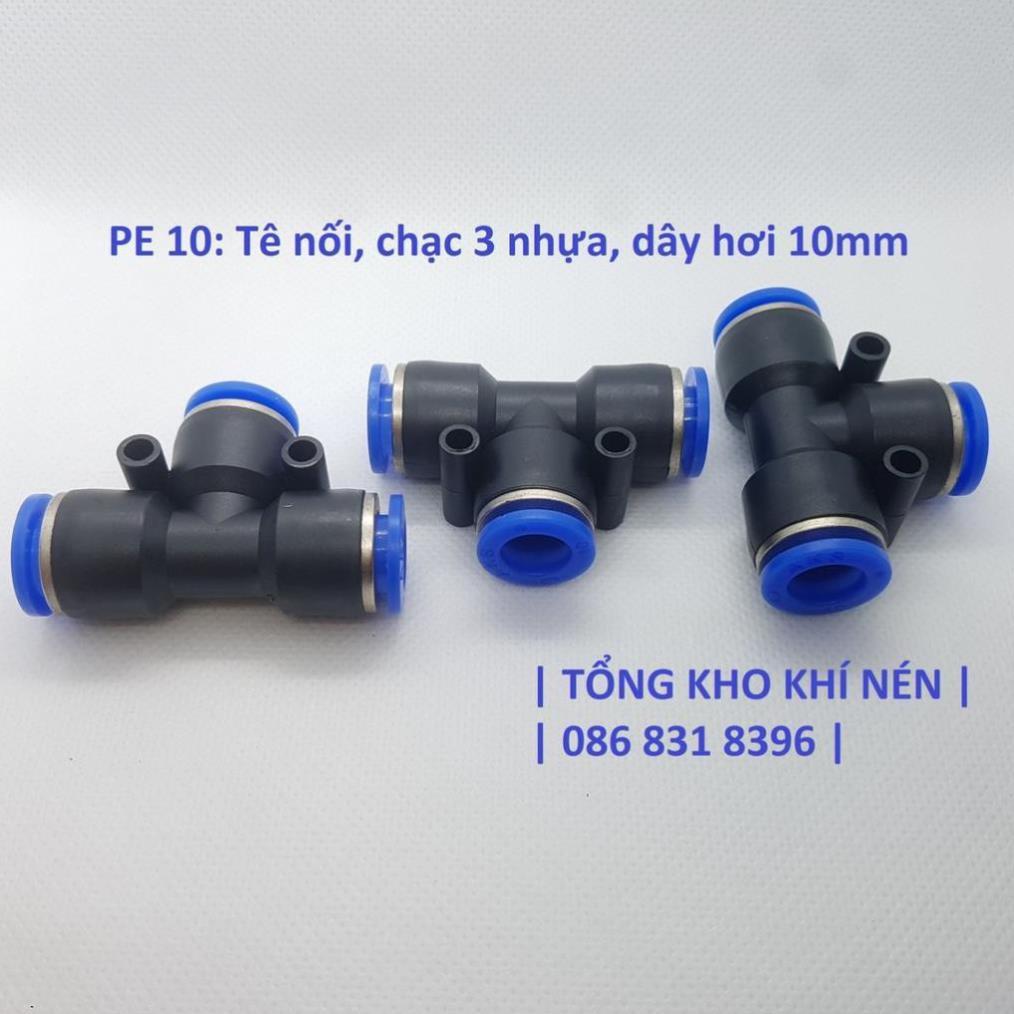 Nối chữ T ống khí nén, phun sương PE4 PE6 PE8 PE10 PE12