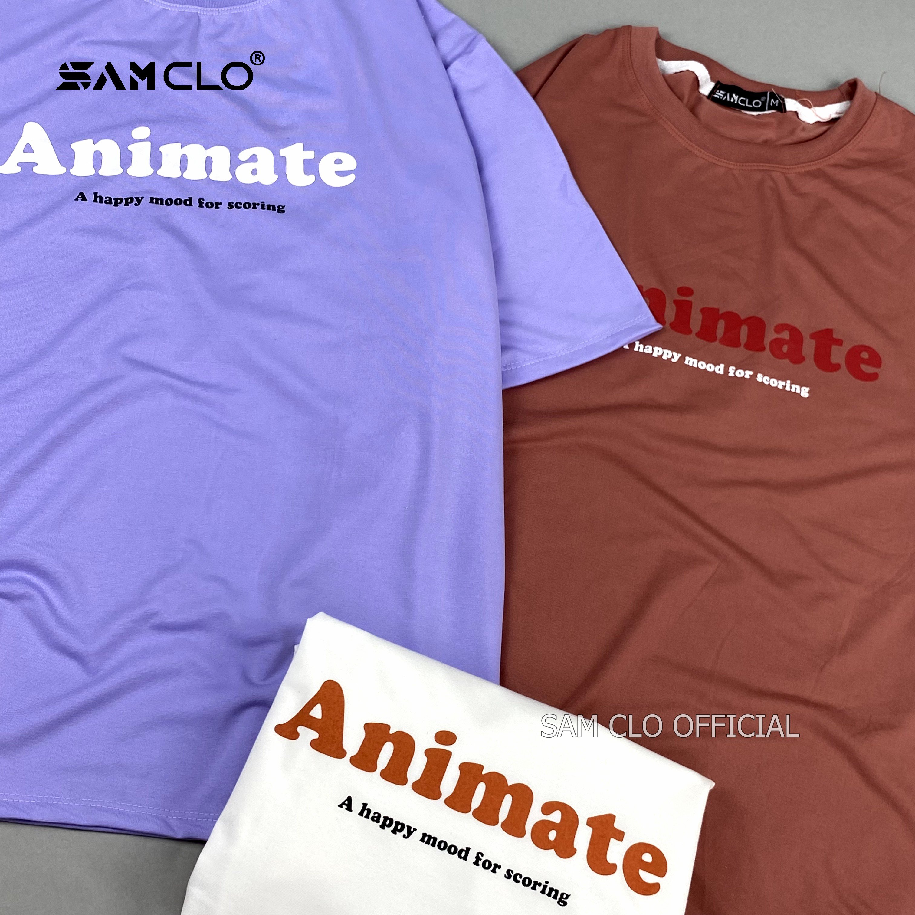Áo thun tay lỡ nam nữ SAM CLO phông form rộng Unisex mặc cặp, nhóm, lớp, in chữ ANIMATE