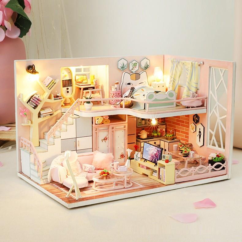 Mô hình nhà DIY Doll House Flower Story Kèm Mica Chống bụi