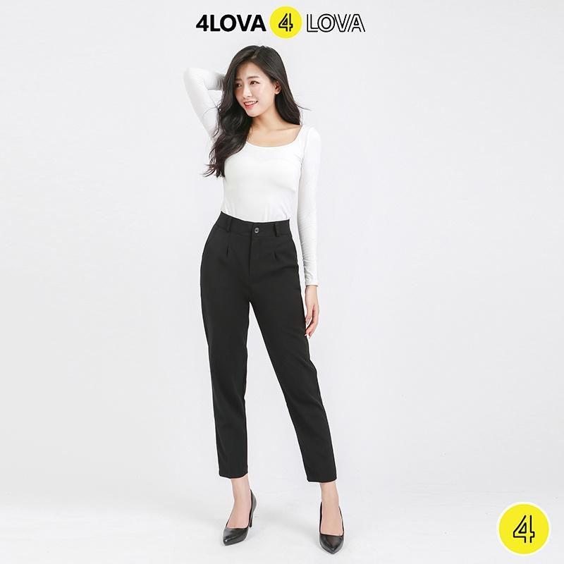 Quần âu nữ 4Lova lưng cạp cao âu công sở đẹp màu đen đồ đi học form chuẩn tôn dáng Q31