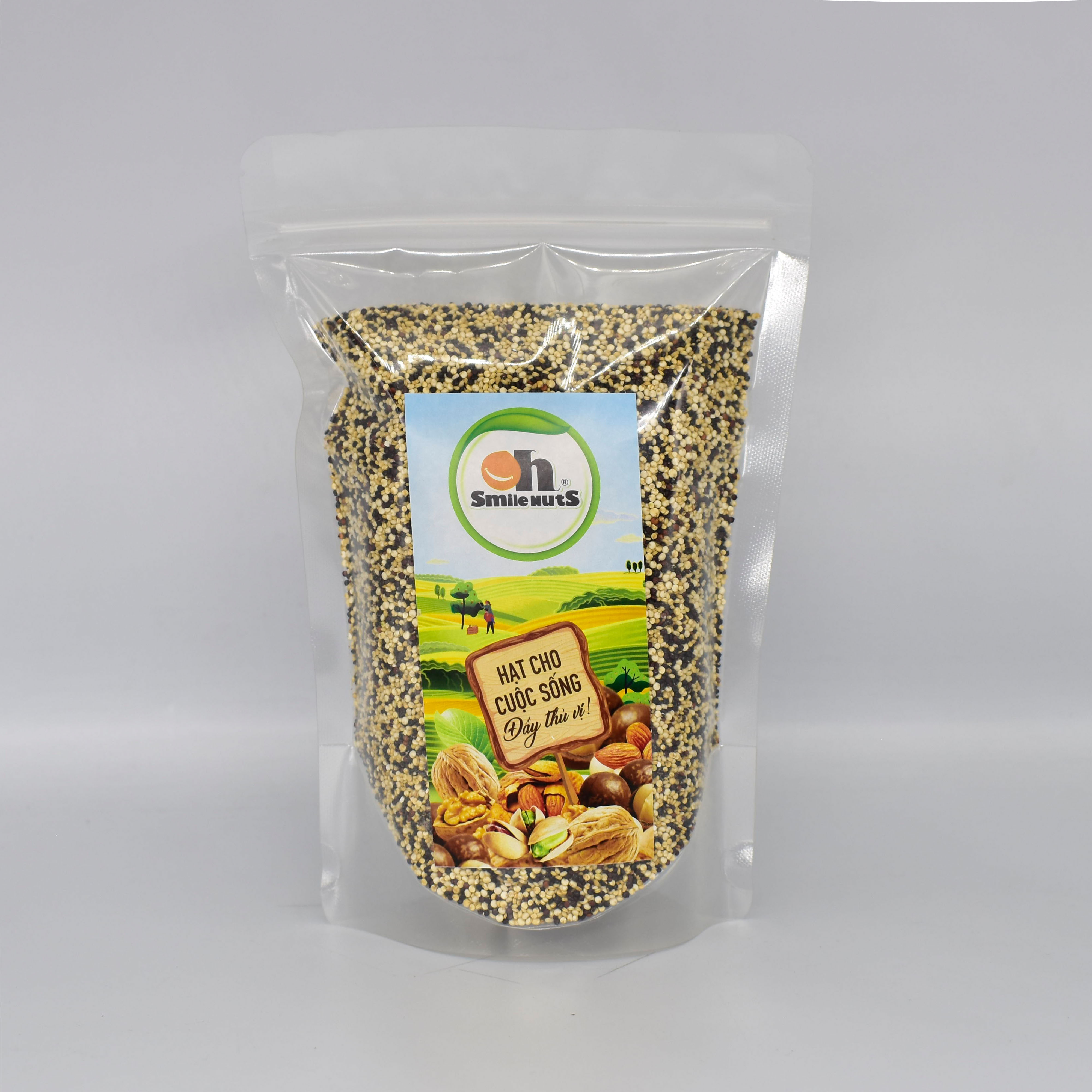 Hạt Quinoa (Diêm mạch) mix 3 màu SMILENUTS túi 500g - Nhập khẩu từ Peru gồm quinoa trắng, quinoa đỏ, quinoa đen