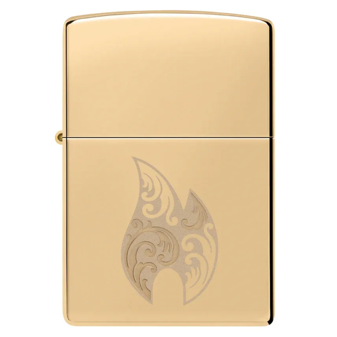 Bật Lửa Zippo Filigree Flame Design - Họa Tiết Ngọn Lửa Khắc Chìm - Đồng Thau Đánh Bóng Cao Cấp