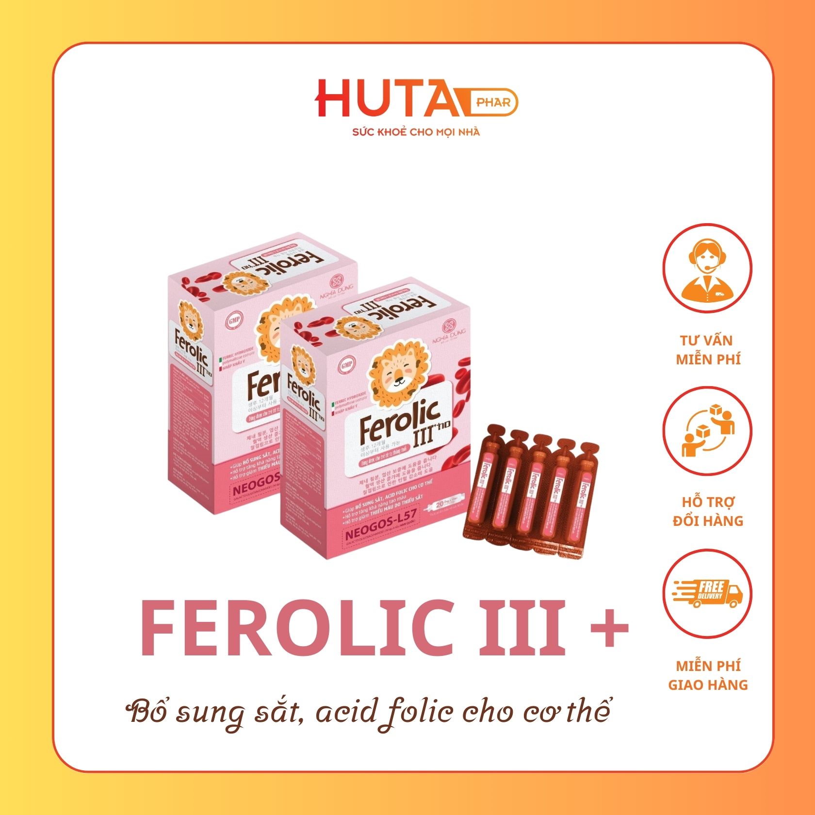 Ferolic III bổ sung sắt, acid Folic cho cơ thể.