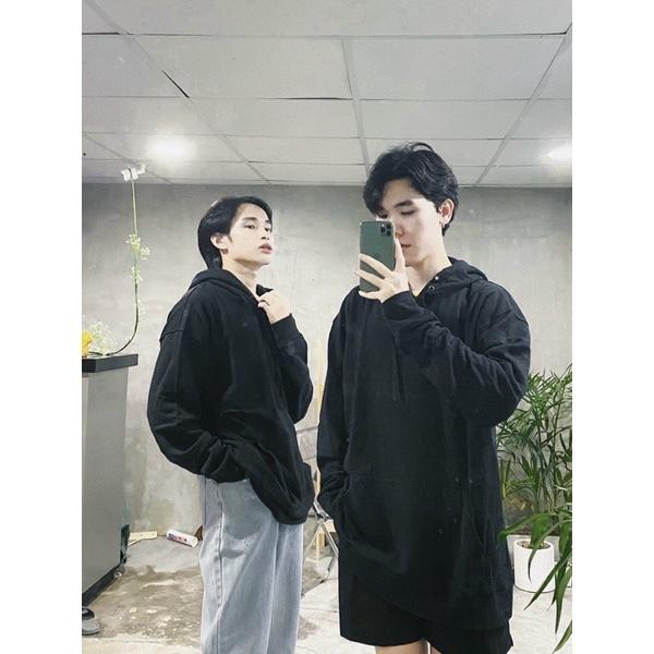 Hoodie đen chất vải nỉ ngoại