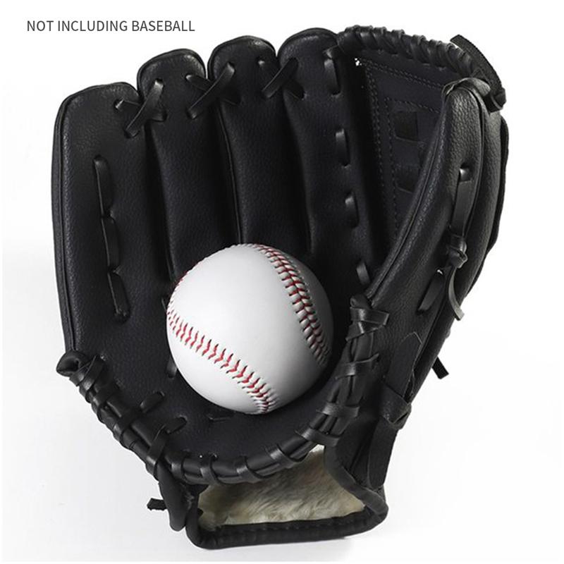 Thể thao 2 Màu sắc Găng tay bóng chày Bóng mềm tay phải cho xe lửa dành cho người lớn Color: 10.5inch black