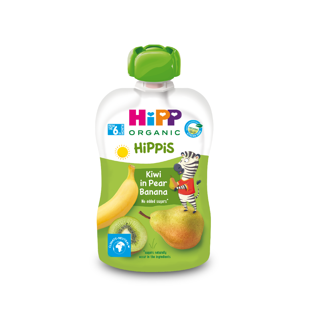 Dinh dưỡng 100% Trái cây nghiền Organic HiPPiS Kiwi, Lê, Chuối