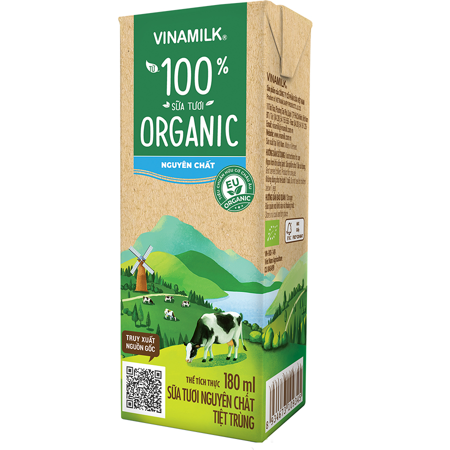 Thùng 48 Hộp Sữa Tươi Tiệt Trùng Vinamilk 100% Organic Nguyên chất (180ml)