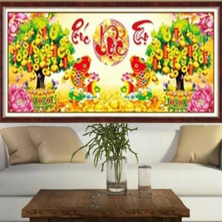Tranh thêu cây tiền phúc lộc thọ LV3461 - kích thước: 110 * 50cm.