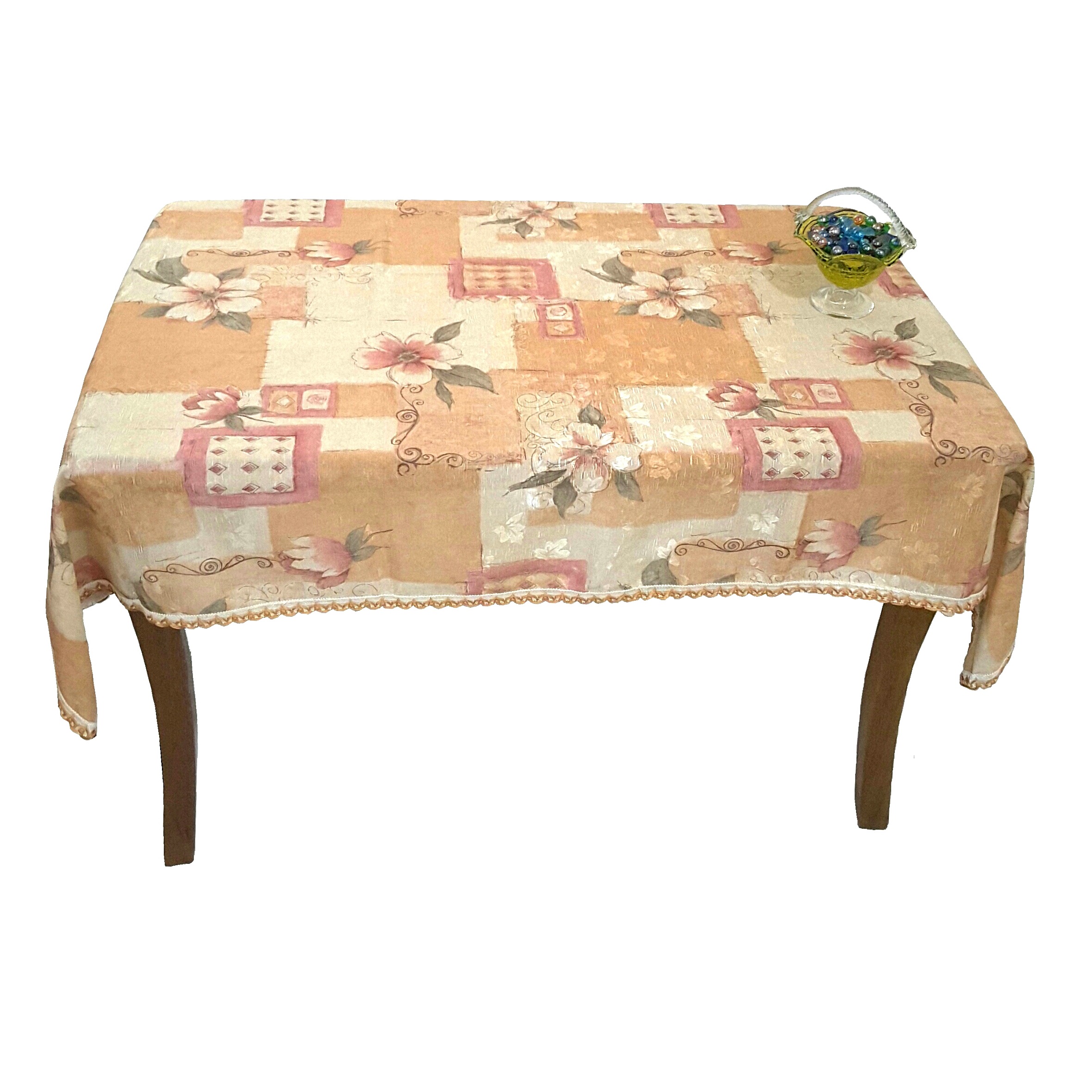 Khăn trải bàn PAULEE - WV-603-002 chân viền ren - chất liệu vải polyester