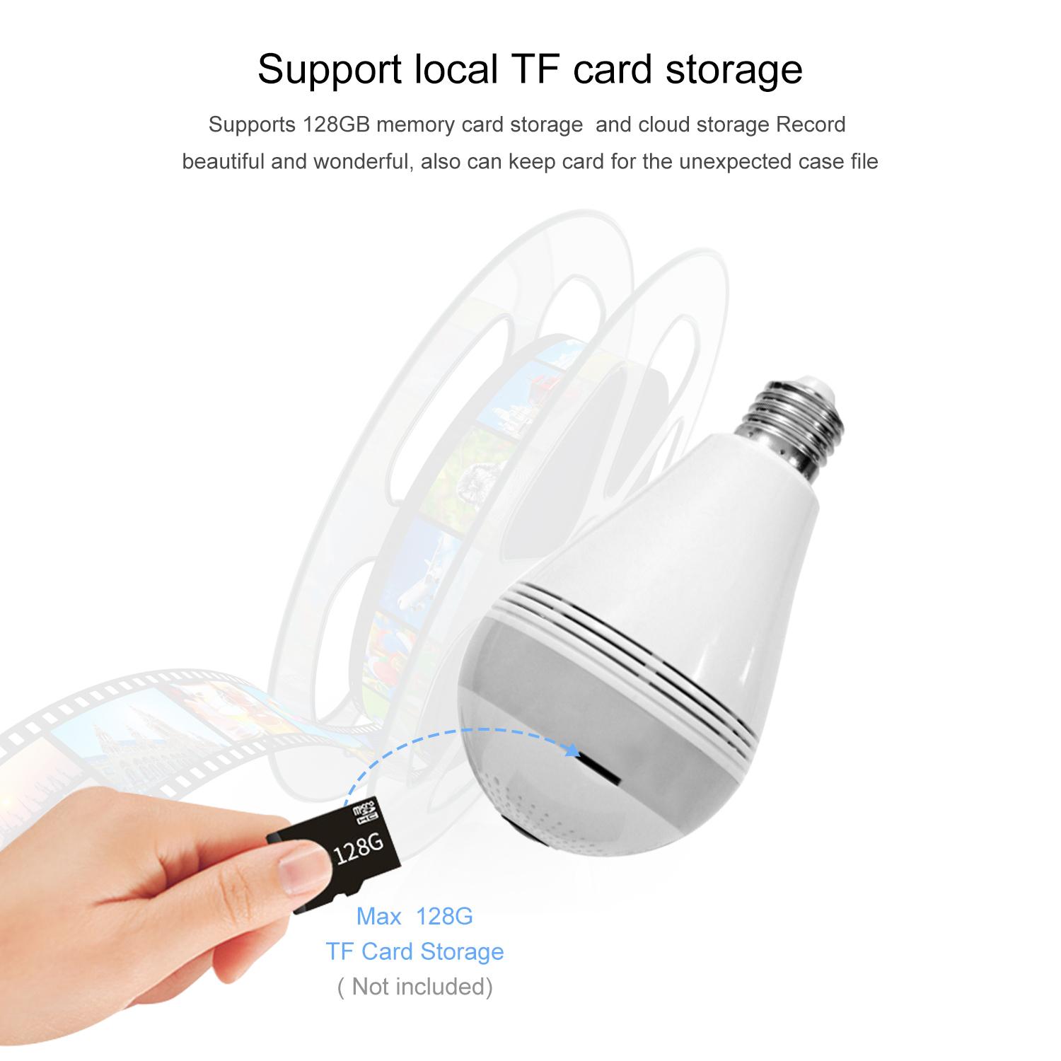 Bóng đèn camera toàn cảnh 360 Wifi 960MP Tầm nhìn ban đêm toàn cảnh Âm thanh hai chiều An ninh gia đình Đèn giám sát video Camera Wifi Màu sắc: Camera an ninh