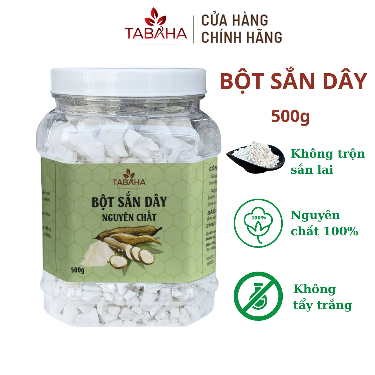 Bột Sắn Dây Nguyên Chất Tabaha 500g thanh nhiệt mát lành