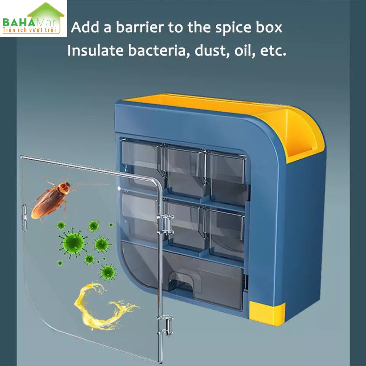 KỆ TREO TƯỜNG ĐA NĂNG ĐỰNG GIA VỊ NHÀ BẾP CẮM DAO VÀ ỐNG ĐŨA BAHAMAR sắp xếp và phân loại rõ ràng các loại gia vị và cắm dao đũa sạch sẽ khô ráo