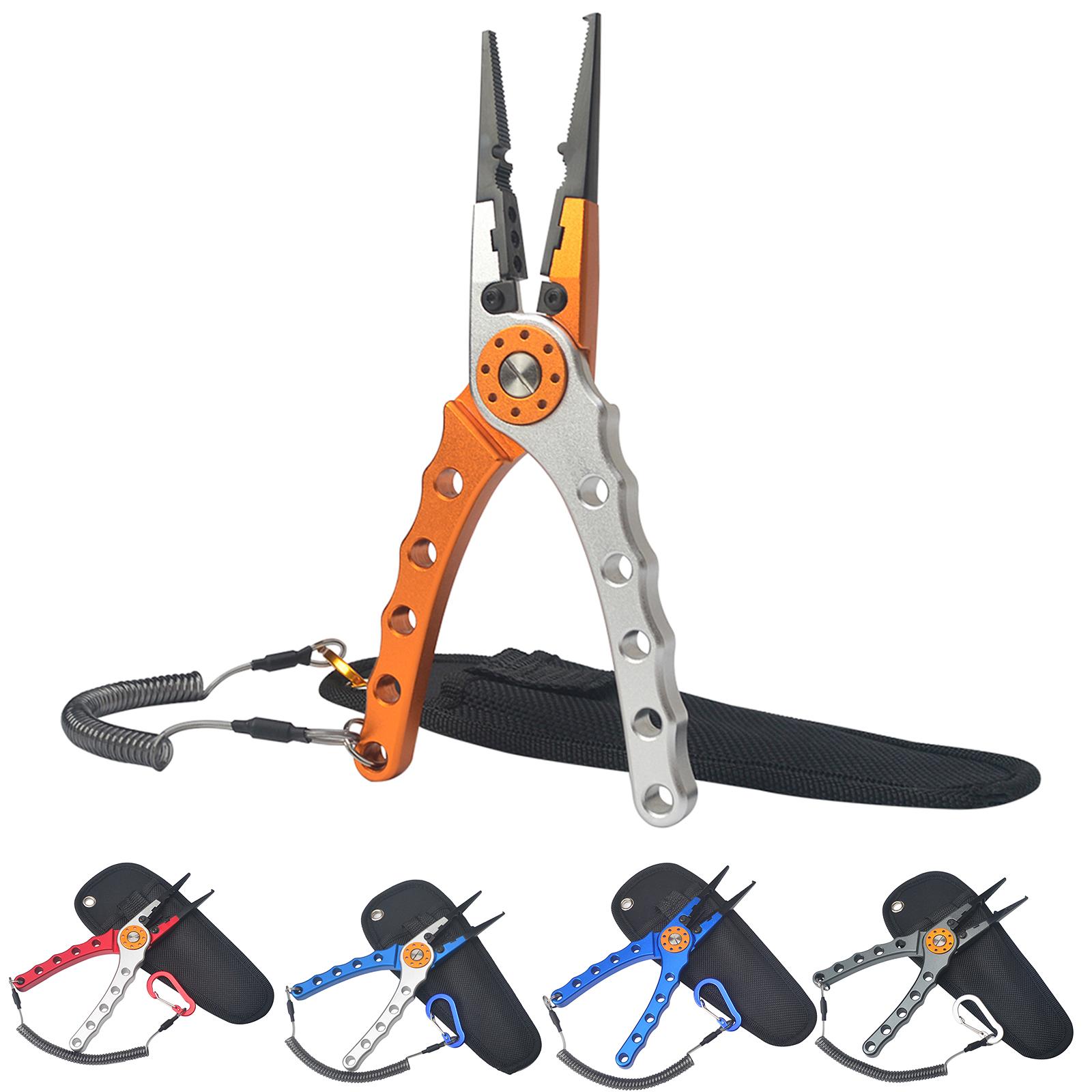 Aluminum Alloy Fishing Pliers Lightweight Fishing Tackle Pliers Braid Cutters, Equipped with Sheath and Lanyard