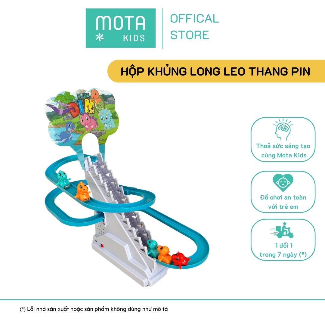 [M2021-2A - Mota Montessori] Đồ chơi cho bé Hộp khủng long leo thang pin - Hàng chính hãng