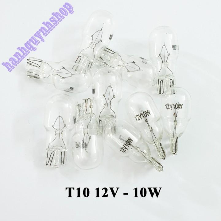 Hộp 10 Bóng Đèn T10 12V 10W 1 Tóc Đui Cắm