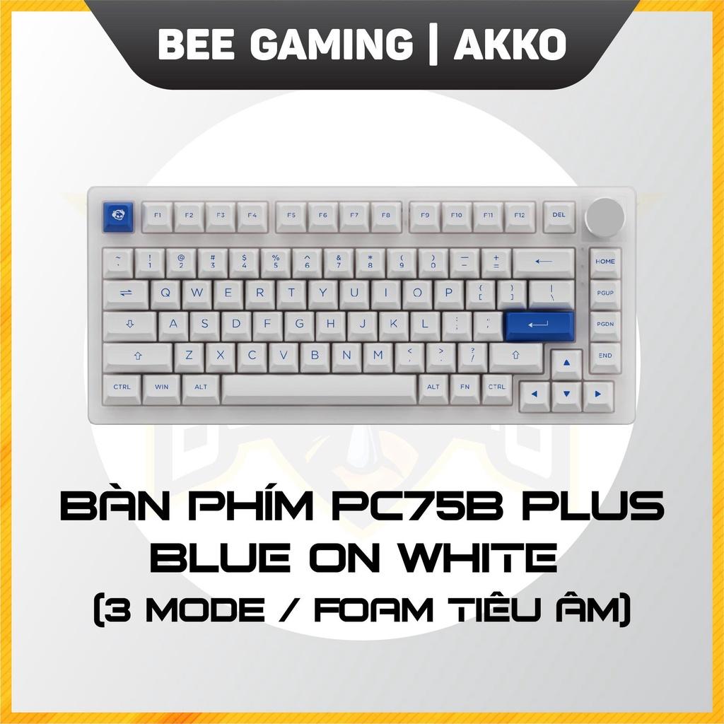 Bàn phím cơ chính hãng AKKO PC75B Plus Blue On White (Bluetooth 5.0 / Wireless 2.4Ghz / RGB / Hotswap / Foam tiêu âm / AKKO CS Jelly switch) - Jelly Black