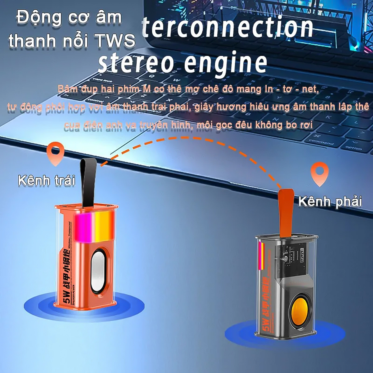 Loa mini bluetooth 5.0 không dây trong suốt Vinetteam A36 loa nghe nhạc có dây cầm tay thiết kế có đèn led nháy theo nhạc âm thanh sắc nét bass rung cực đẹp dùng để bàn trang trí - hàng chính hãng