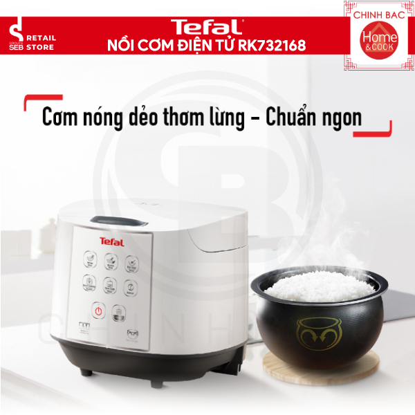 Nồi cơm điện tử Tefal RK732168, Dung tích 1.8L, Công suất 750W -  Hàng chính hãng