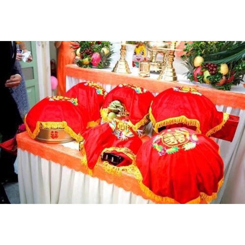 Bộ khay trầu - Bộ khay song hỷ đám cưới hỏi - Kèm 1 bao nạp tài