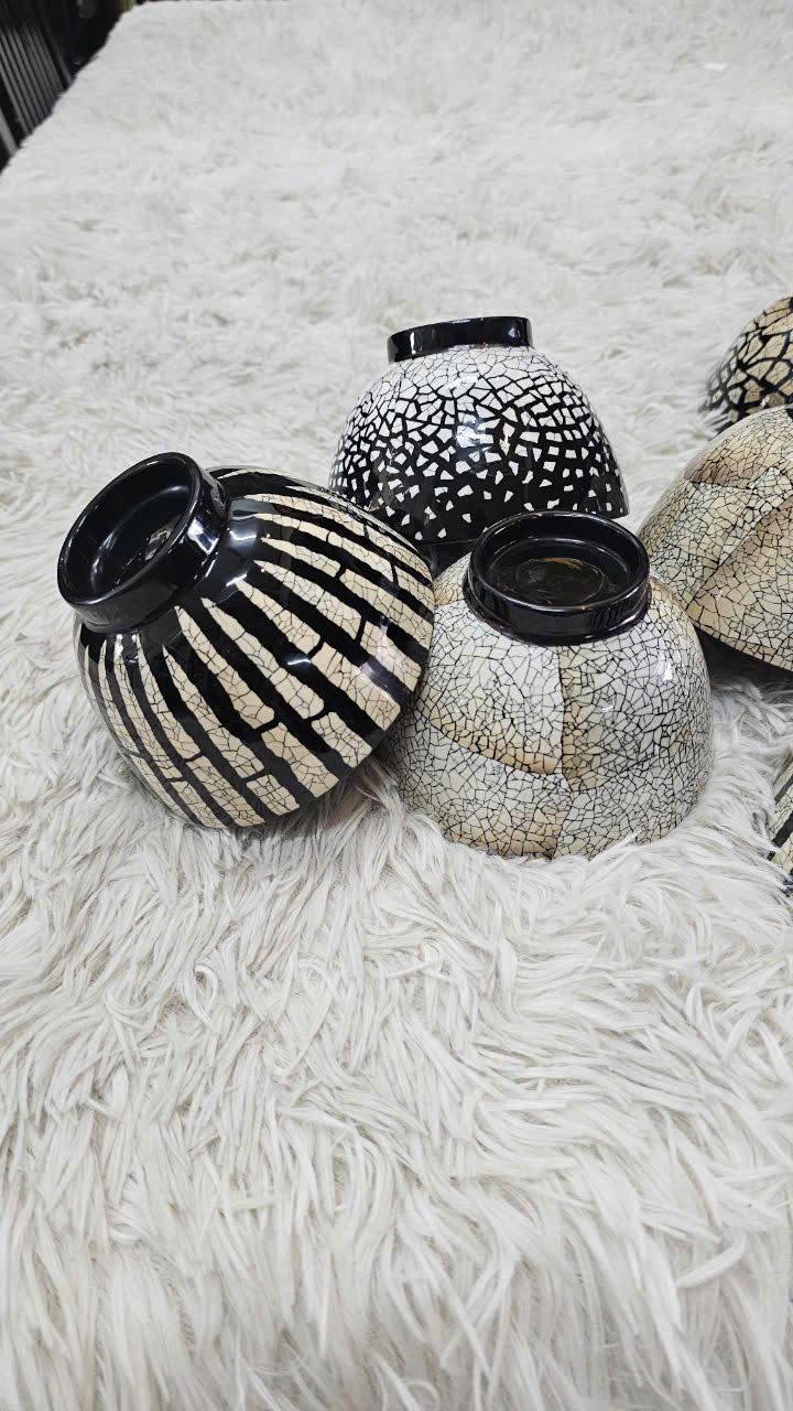 Chén tre quấn Bamboo phủ sơn mài cẩn trứng cao cấp , hàng xuất khẩu size 7.5x11 cm