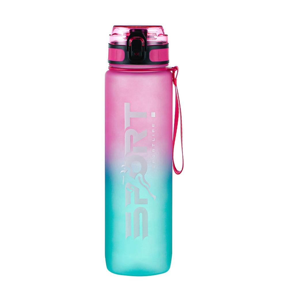 0.8L/1L Sports Water Bottle with Straw Camping Hiking Exercise Water Bottle Outdoor Plastics Bottle Large Capacity Drinkware with Carrying Rope